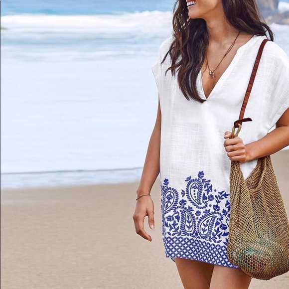 Athleta Embroidered Luxe Swim Coverup 